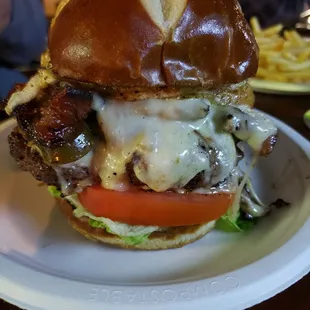 a burger on a plate