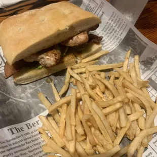 a sandwich and french fries
