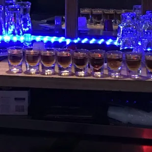 a row of shot glasses