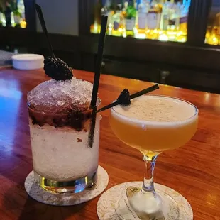 two cocktails on the bar
