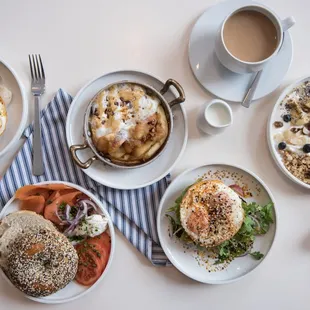 a variety of breakfast foods