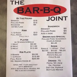 The menu