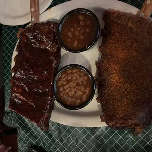 Ribs for 2 1/2 dry 1/2  glazed with Baked Beans