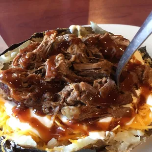 The loaded potato with brisket was huge (and delicious).