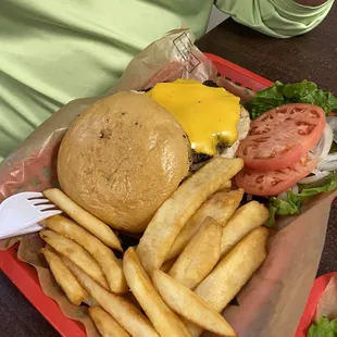 Burger and fries