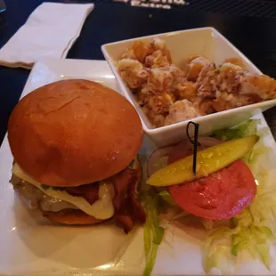 Jalopeno burger. Thick and delicious. As were the bacon bit tater tots.