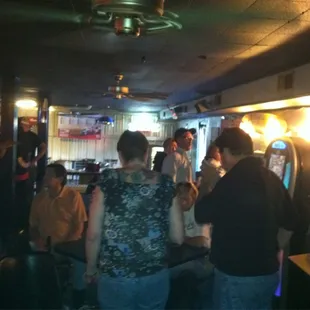 a group of people playing a video game