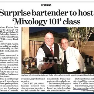 Mixology 101 class on 6/13 at Barerooots Creation Studio