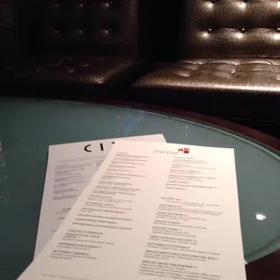 Booth area and menus.