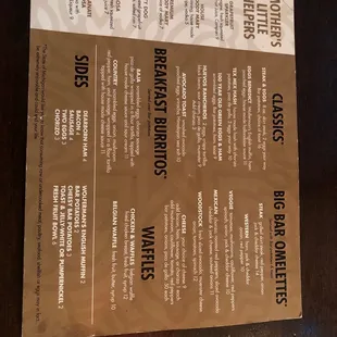 Breakfast menu