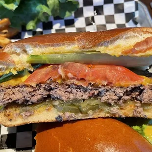 Cutaway of the Smoked cheddar bacon burger