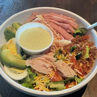 Chef salad with jalapeño cilantro ranch dressing