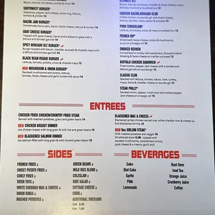 Food menu back