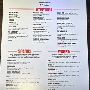 Food menu front
