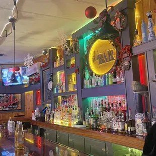 a variety of liquors on display