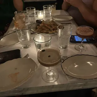 Pictured Irish espresso martini, mocha espresso martini, penicillin, margarita and skinny old fashioned.