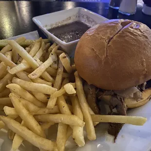 Prime rib sandwich on brioche