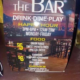 Happy hour menu