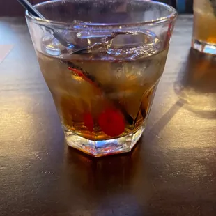 Stick to beer  or get you bourbon straight up, the Manhattan we ordered was so sickeningly sweet couldn't drink it.