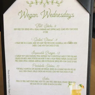 Vegan menu options! $2 off on Wednesdays. Impossible Burger has been replaced with the LightLife burger due to supply issues.