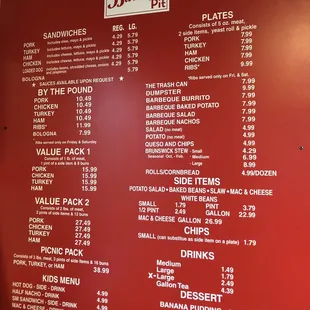 menu