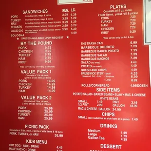 menu