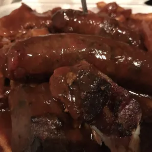 Large combo (hot) - 2 links, rib tips, and fries