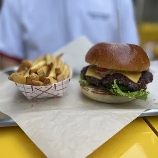 The Madrid Burger with fries