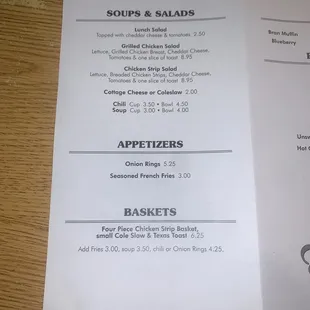 a menu for soups and salads