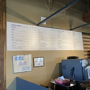 menus on the wall