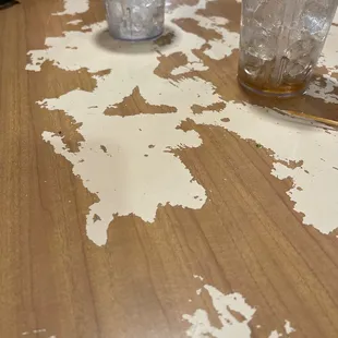 Peeling paint on table