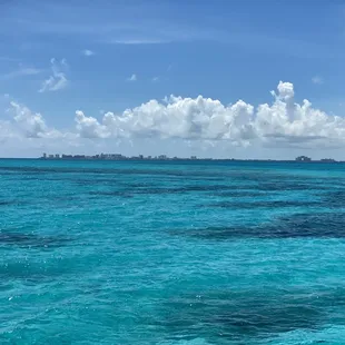 The crystal clear turquoise waters of Isla Mujeres and Cancún.