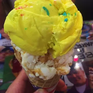 Pictured is two scoops, on play dough and the other cow tippin! I'm sure you can guess which is which. Both were great!