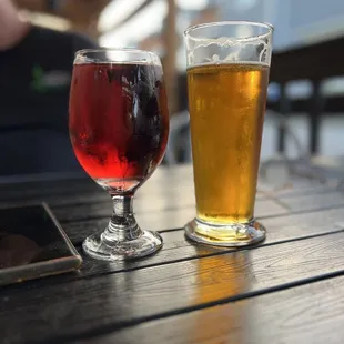 two glasses of beer