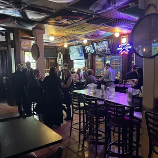 Dive bar feel on first floor.