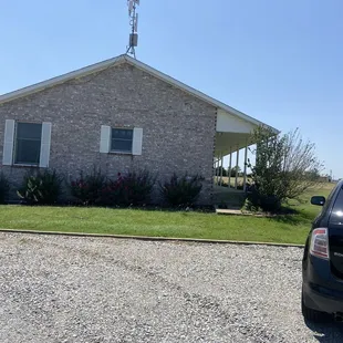 a car parked in front of a house