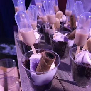 Chocolate cake with Kaluha whipped cream and a shot of Baileys
