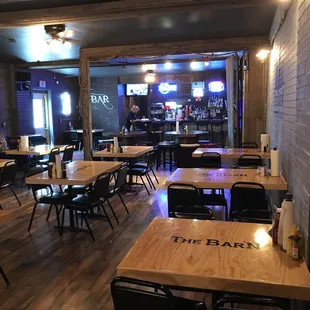 tables and chairs in a restaurant