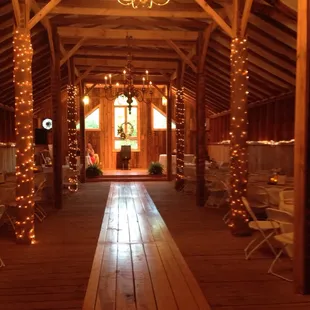 View as you enter the barn for the reception