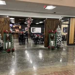 christmas decorations in a restaurant