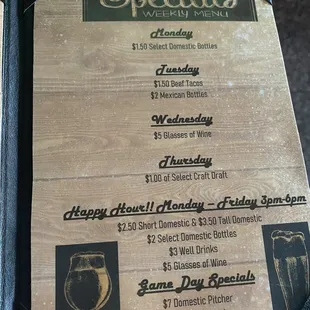 a menu for a special event