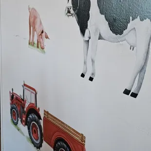 farm animals painted on the wall