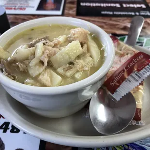 Tasty cup of chicken noodle marsala soup. Great tasting noodles.