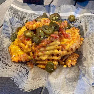 Waffle nacho fries