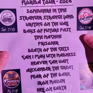 Nicko McBrains Titanium Tart Setlist
