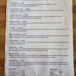 Current menu