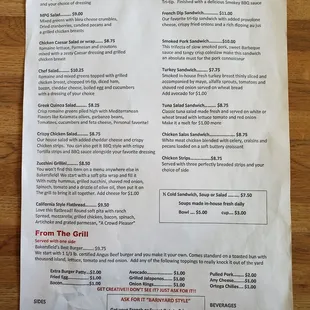 Current menu.