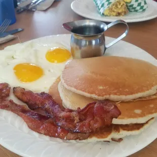 Pancake eggs and bacon