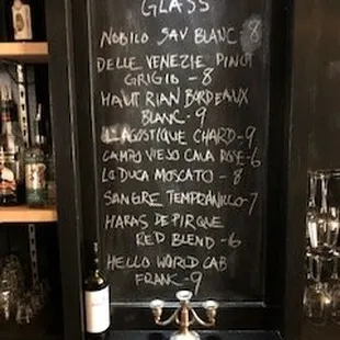 a menu for wine by the glass