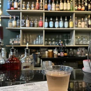 a shot of a drink on the bar